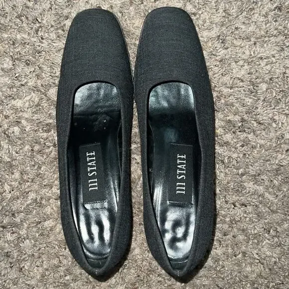 111 state vintage low block heel leather sole gray pumps‎ women’s size 8 - Picture 2 of 6